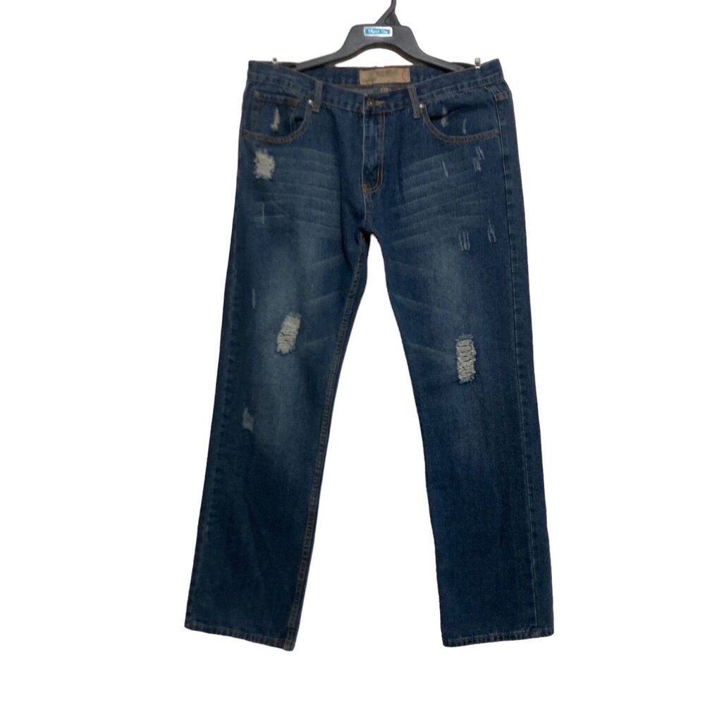 RED SNAP Jeans Men's Size 36 x 34 Med Wash Distressed Straight Leg